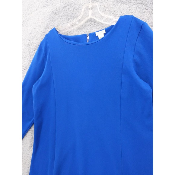 J Crew Womens Blue Long Sleeve Sheath Dress Career Workwear‎ Size L - Picture 2 of 7